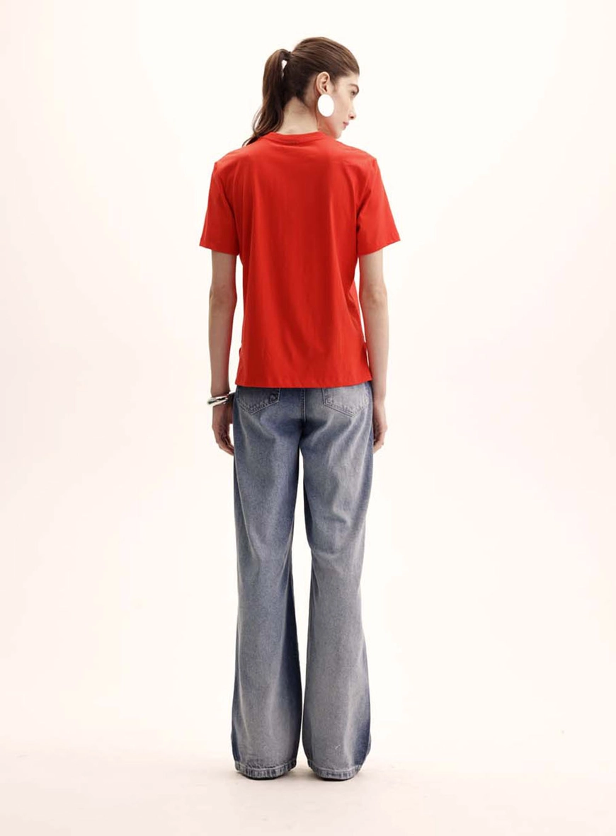 Camiseta Feminina Boy Assimétrica Vermelho 5