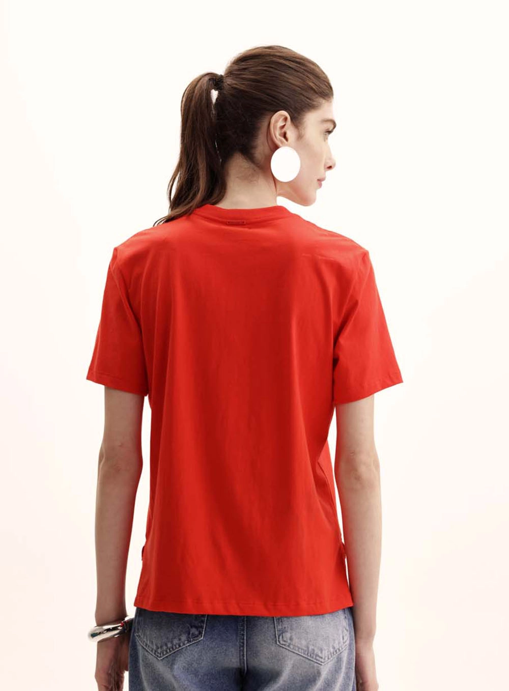 Camiseta Feminina Boy Assimétrica Vermelho 4
