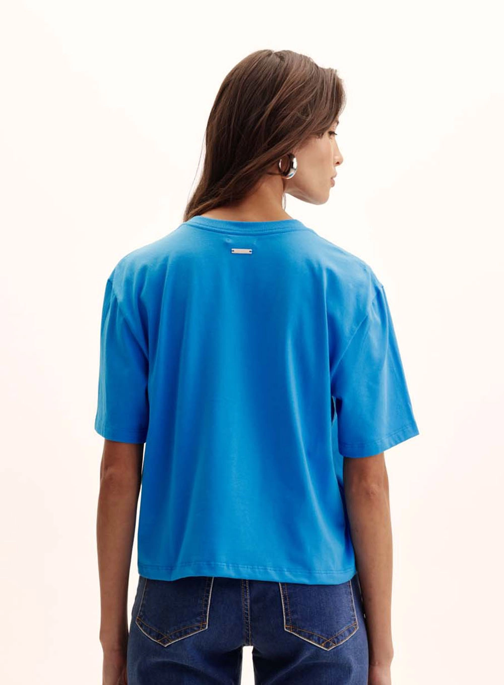 Camiseta Feminina Boy Estampada E Bordada Azul 4