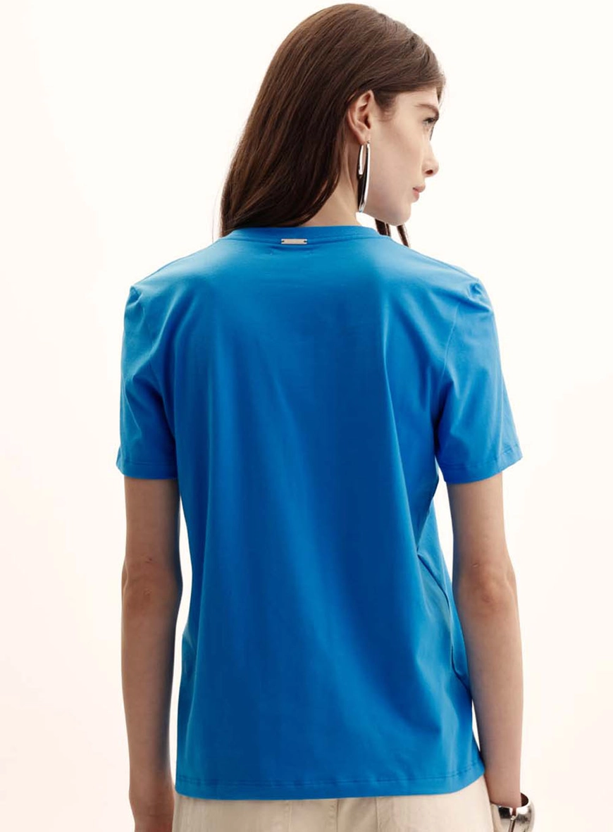 Camiseta Feminina Comfort Manga Curta Azul 4