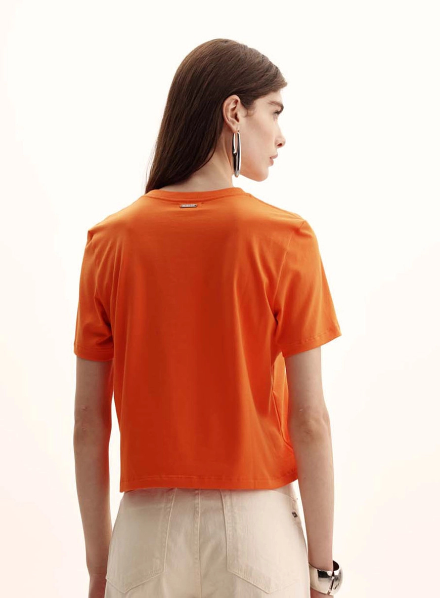 Camiseta Feminina Comfort Encurtada Laranja 4