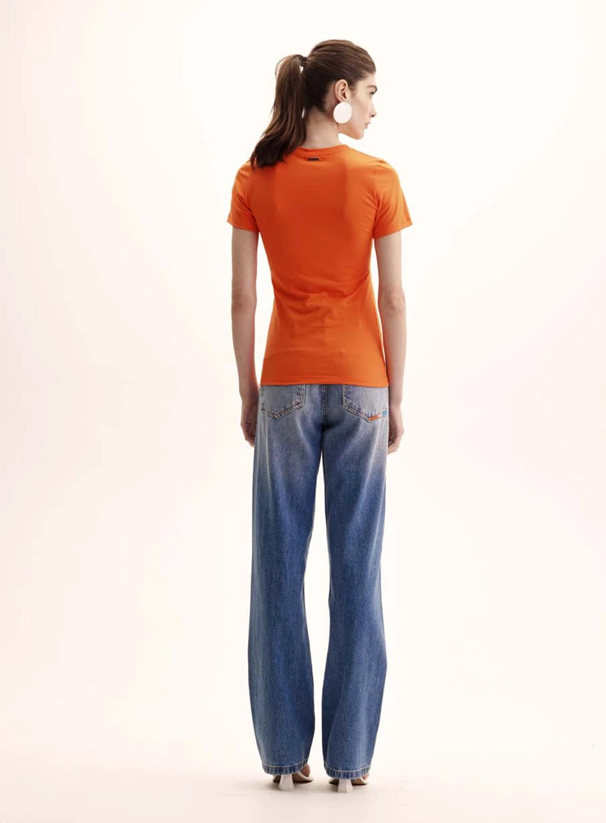 Camiseta Feminina Small Justa Ao Corpo Laranja 5