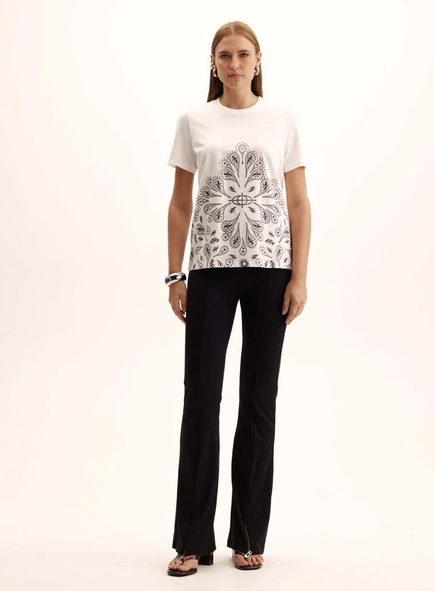 Camiseta Feminina Boy Meia Malha Estampada