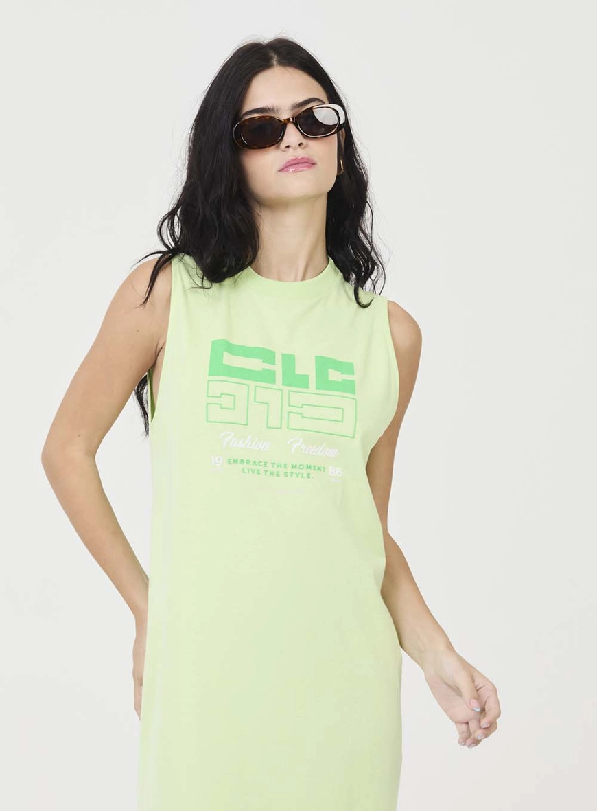 Vestido Comfort Midi Com Fenda Lateral Verde 2