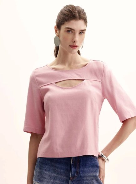 Camiseta Feminina Comfort Com Recorte No Decote