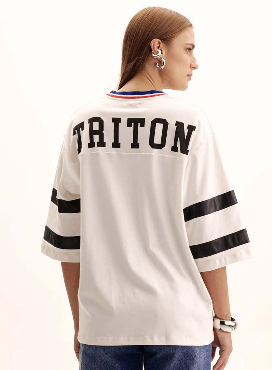 Camiseta Feminina Manga 3/4 Com Decote V Off 4