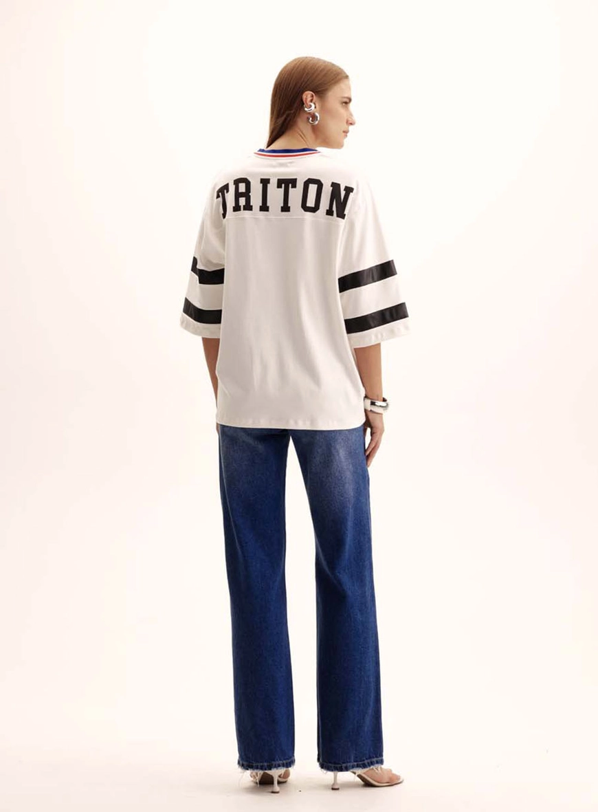 Camiseta Feminina Manga 3/4 Com Decote V Off 5
