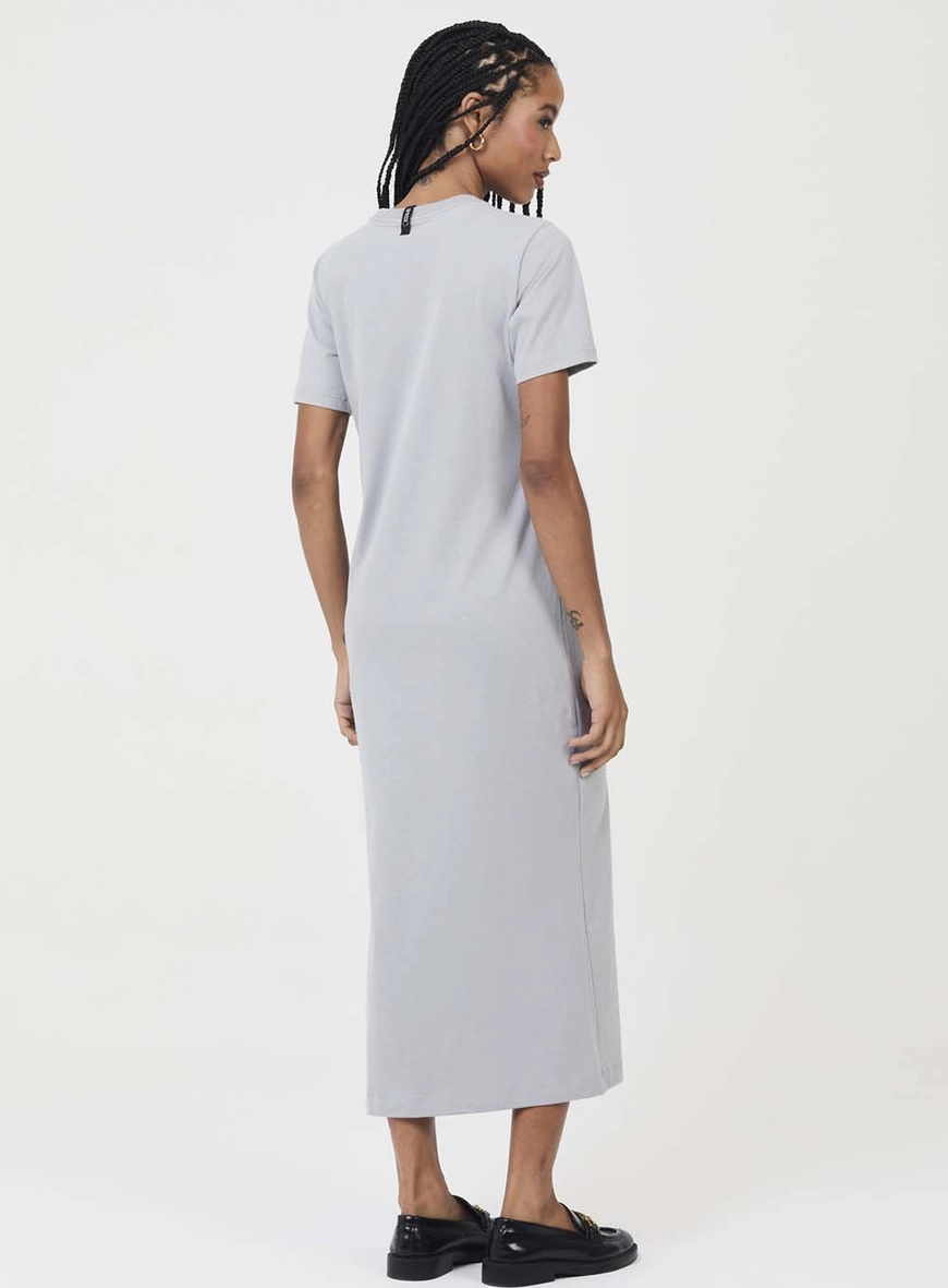Vestido Comfort Midi Com Aplicação Cinza 4