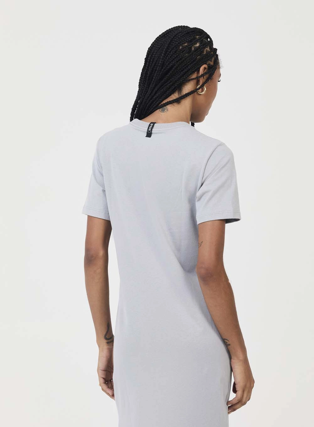 Vestido Comfort Midi Com Aplicação Cinza 3