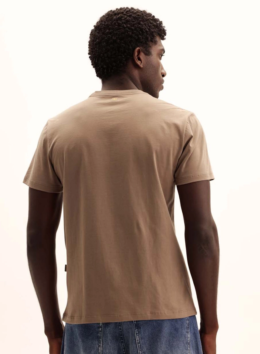 Camiseta Masculina Fit Meia Malha Bege Cinzas 4