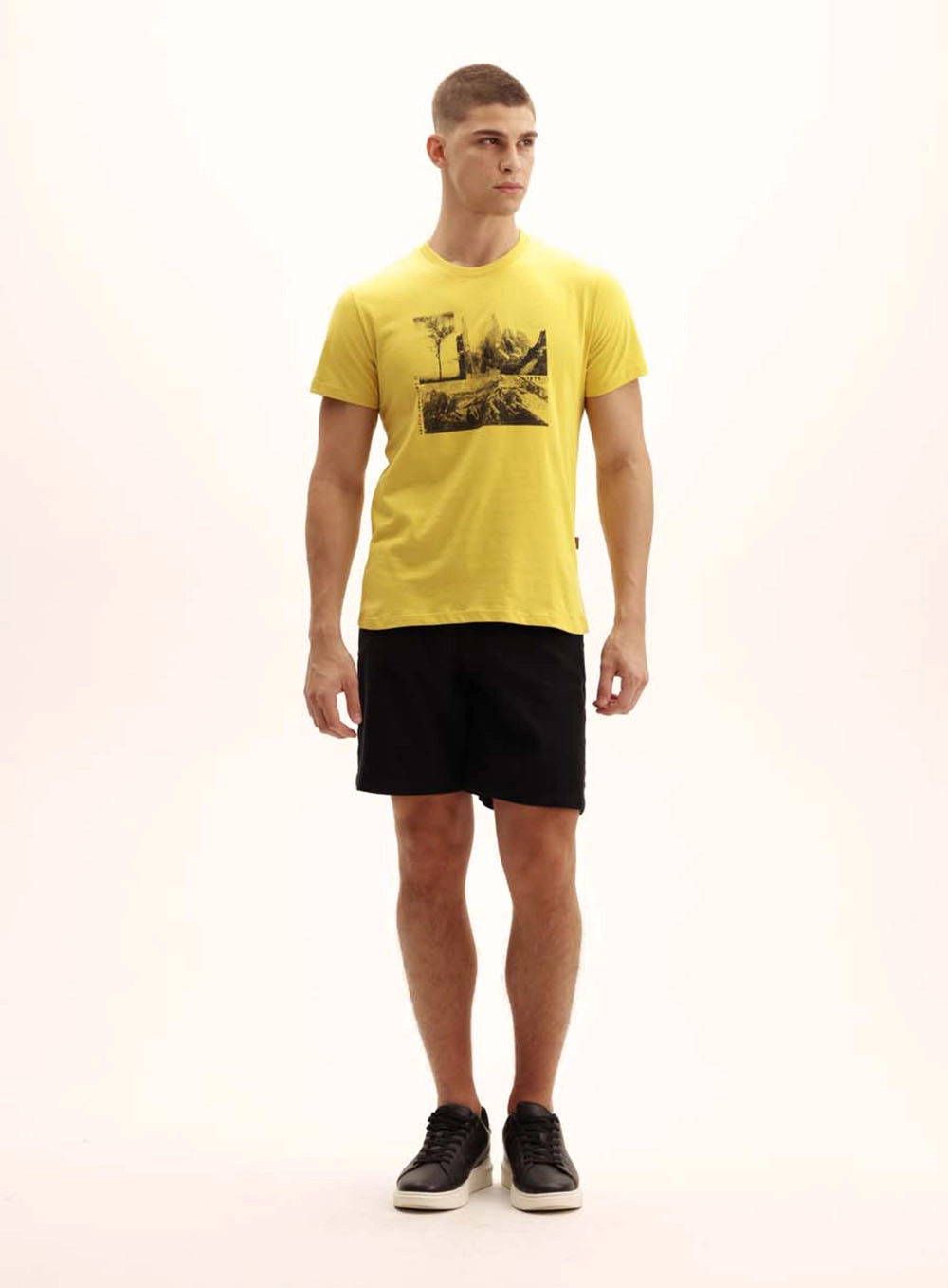 Camiseta Masculina Fit Gola Redonda Amarelo 1