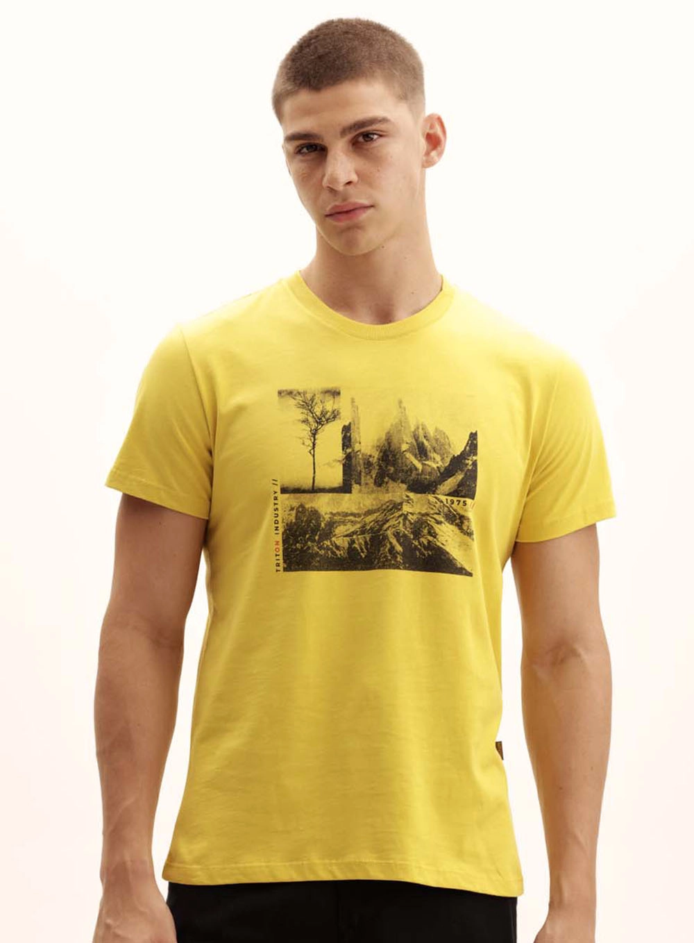 Camiseta Masculina Fit Gola Redonda Amarelo 2