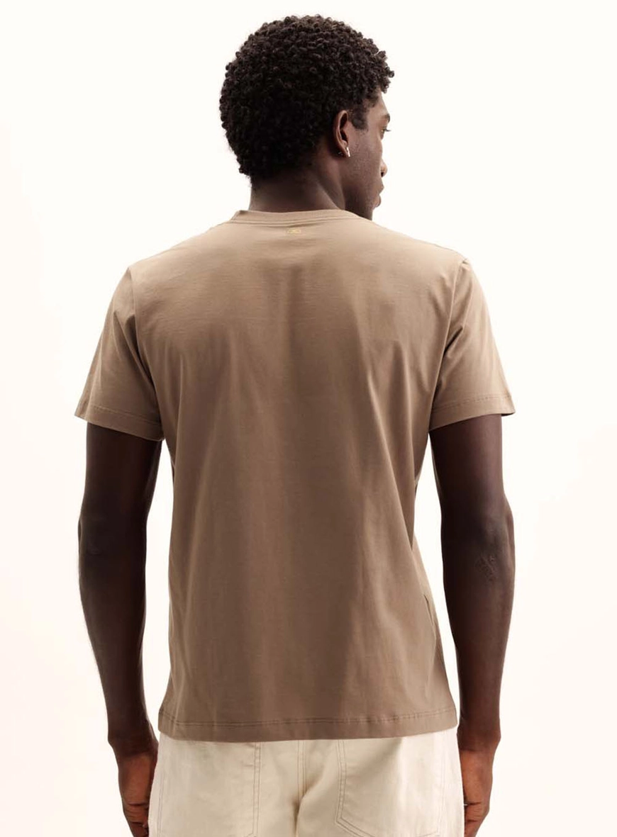 Camiseta Masculina New Com Logo Em Alto Relevo Bege Cinzas 4