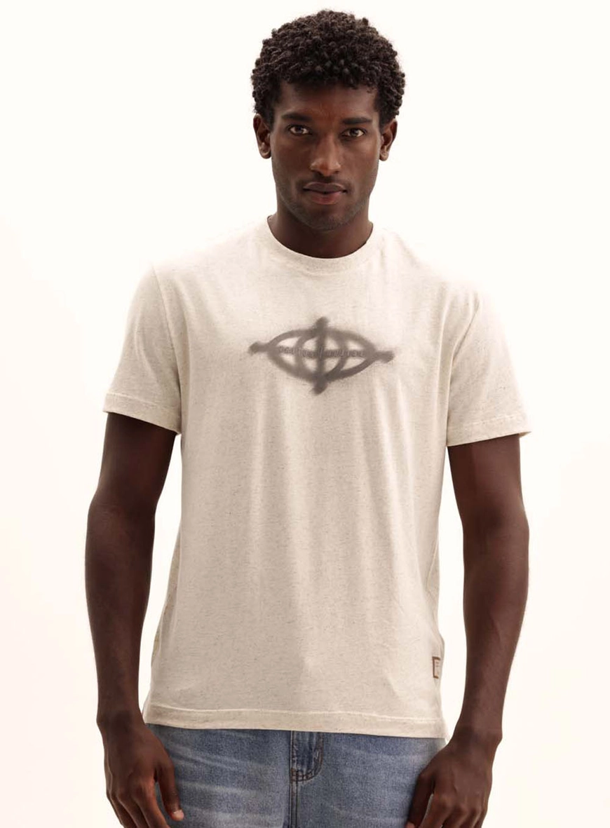 Camiseta Masculina New Linho Manga Curta Bege 2