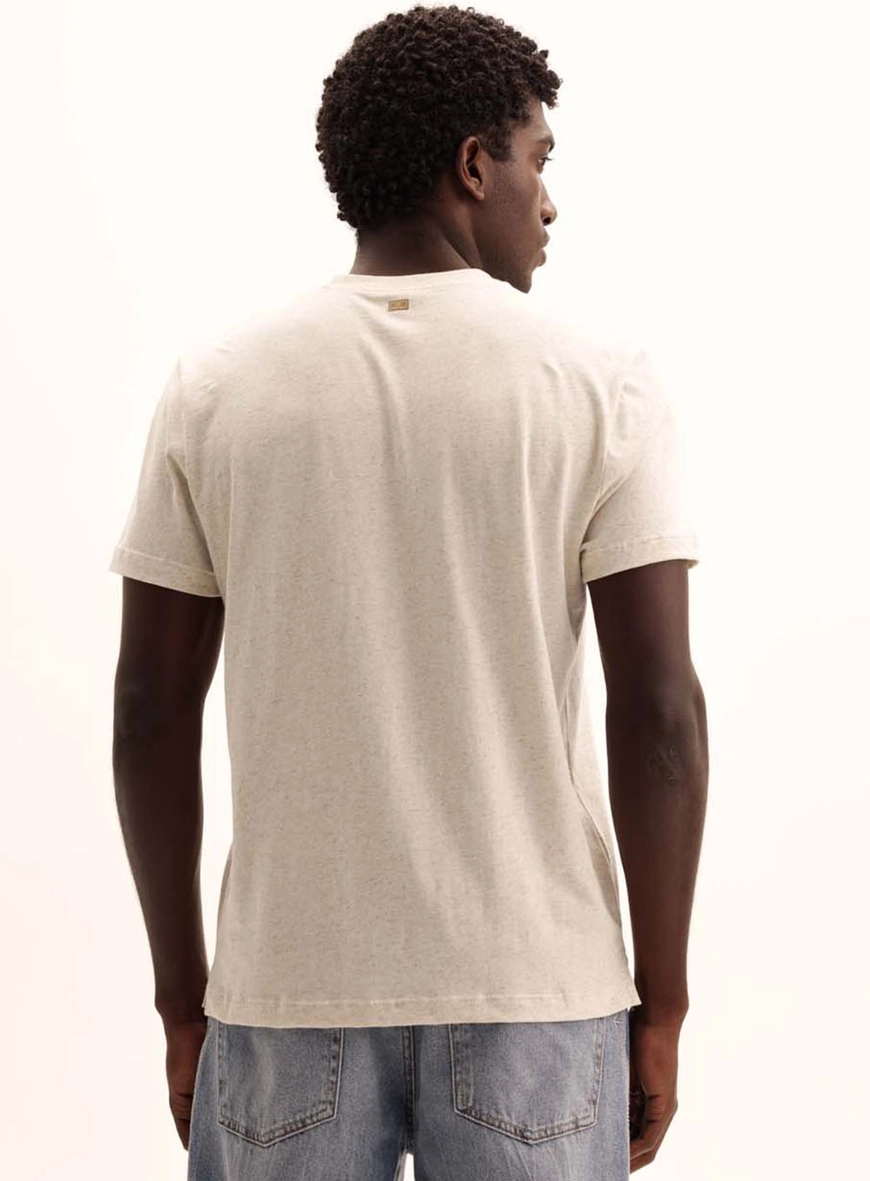 Camiseta Masculina New Linho Manga Curta Bege 4