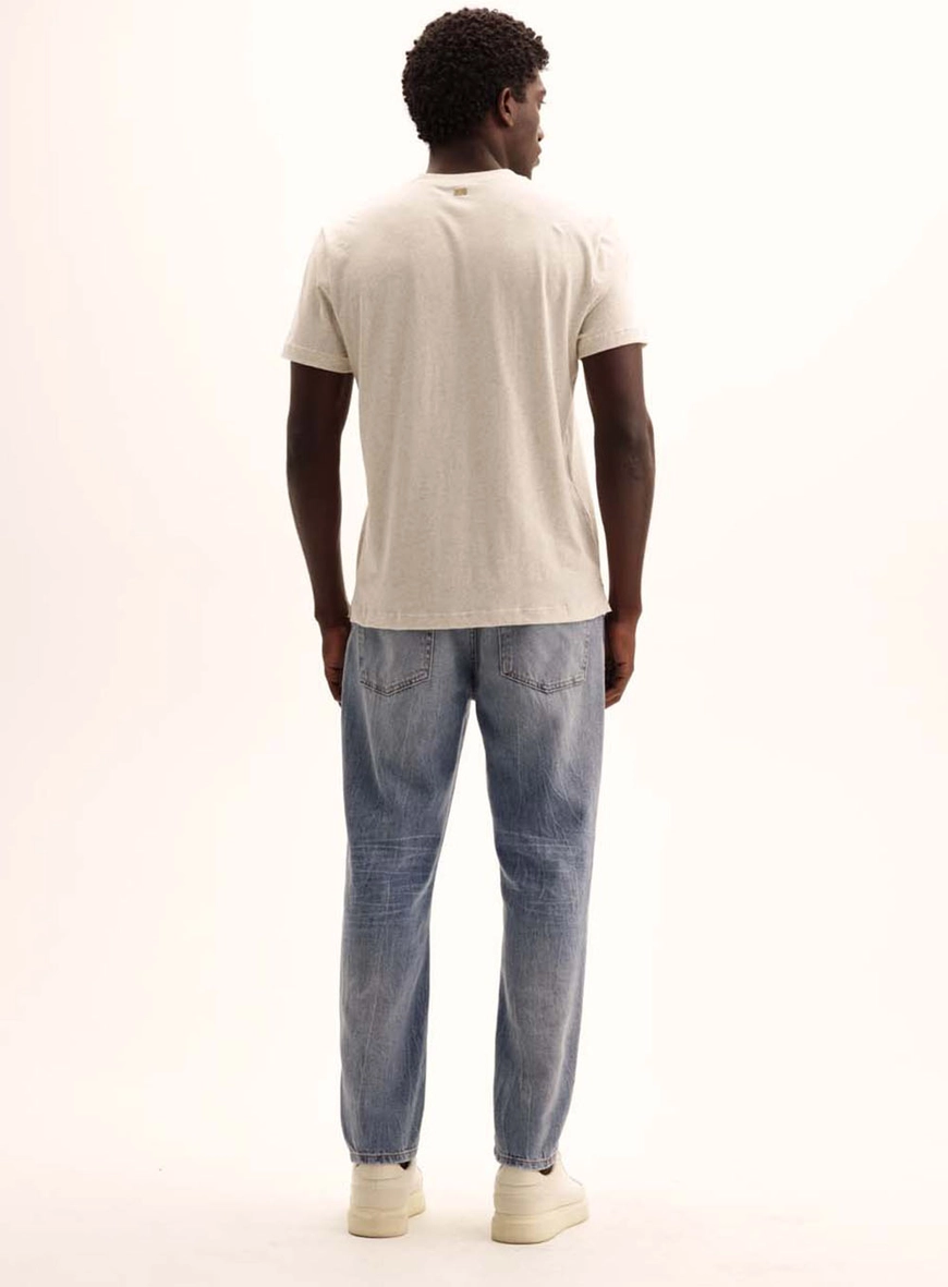 Camiseta Masculina New Linho Manga Curta Bege 5