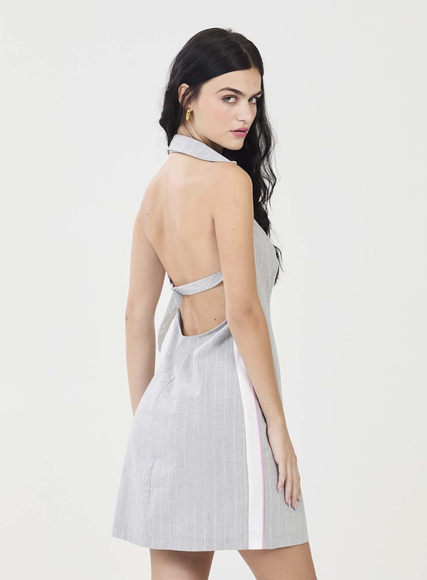Vestido Alfaiataria Listrado Com Detalhe Lateral Estampados 3