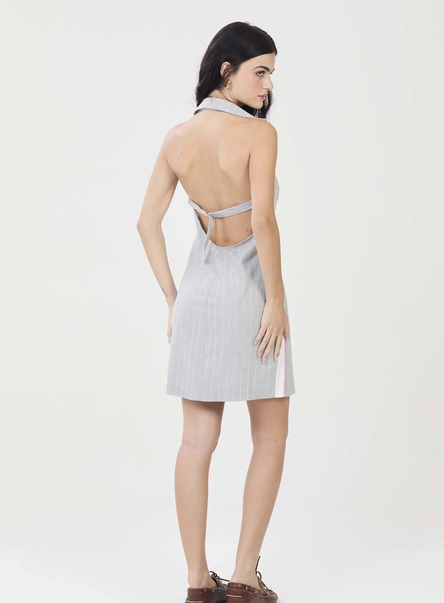 Vestido Alfaiataria Listrado Com Detalhe Lateral Estampados 4