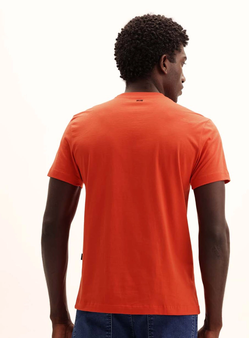 Camiseta Masculina Fit Com Estampa No Ombro Vermelho 4