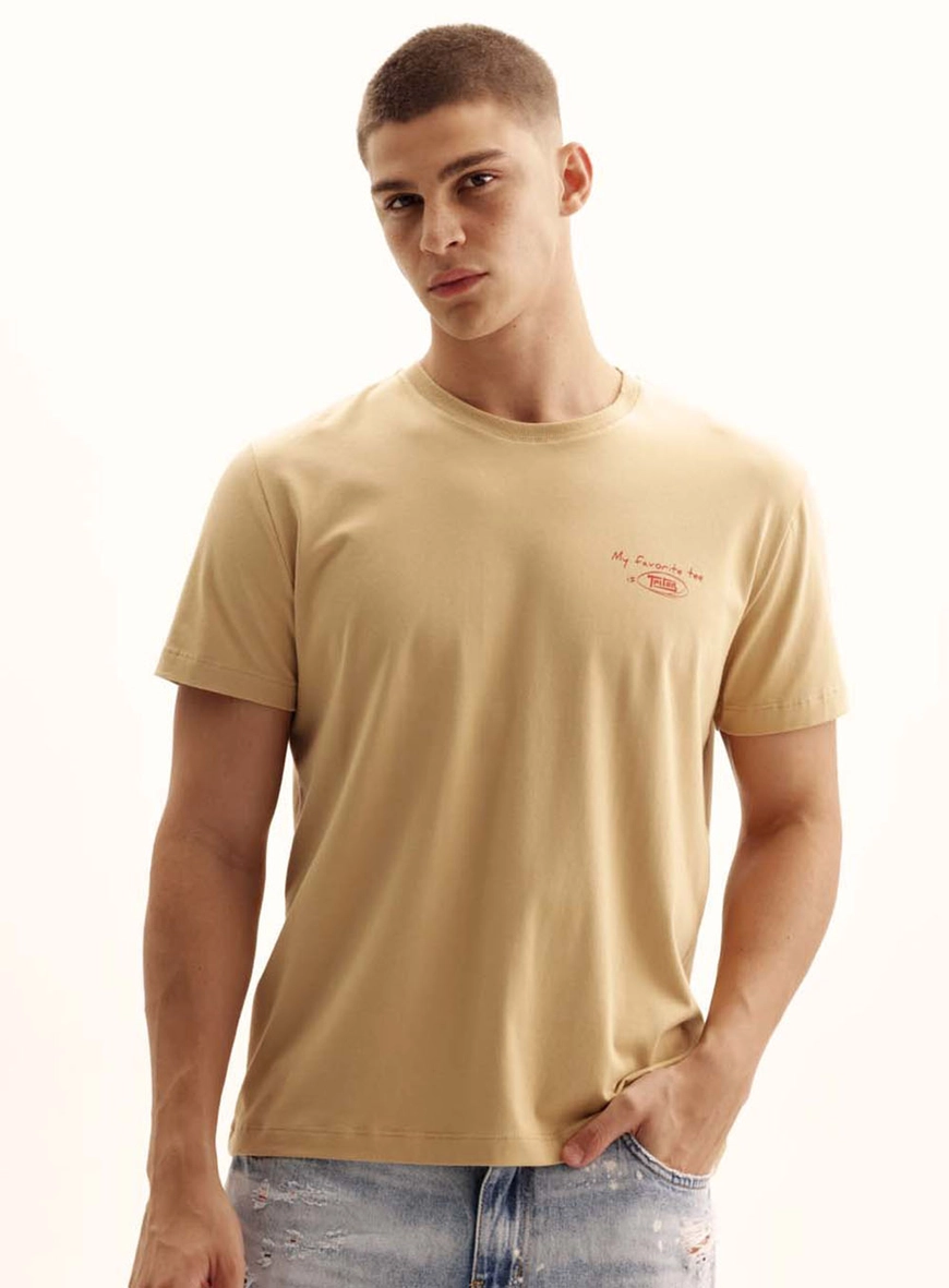 Camiseta Masculina New Malha Conforto Bege 2