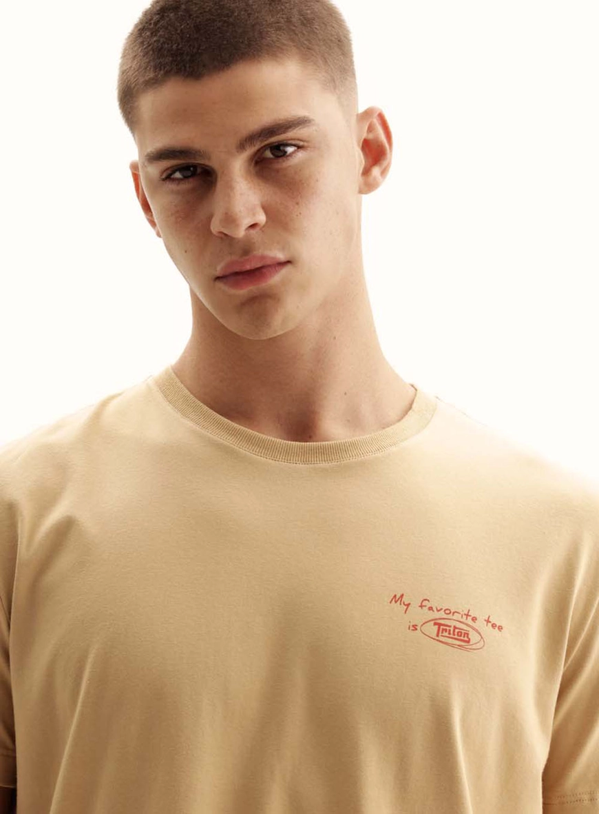 Camiseta Masculina New Malha Conforto Bege 3