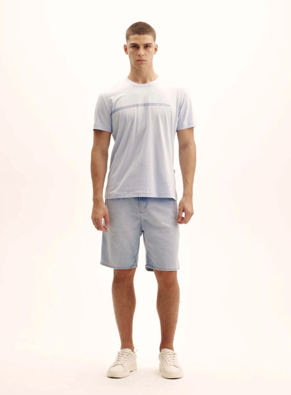 Camiseta Masculina New Com Logo Contrastante Azul Tranquile Blue 1