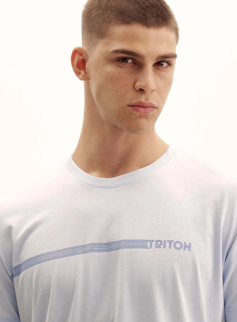 Camiseta Masculina New Com Logo Contrastante Azul Tranquile Blue 3