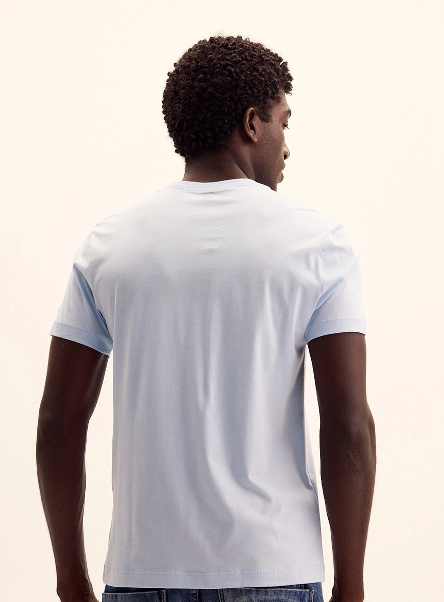 Camiseta Masculina Fit Malha Pima Azul Tranquile Blue 4