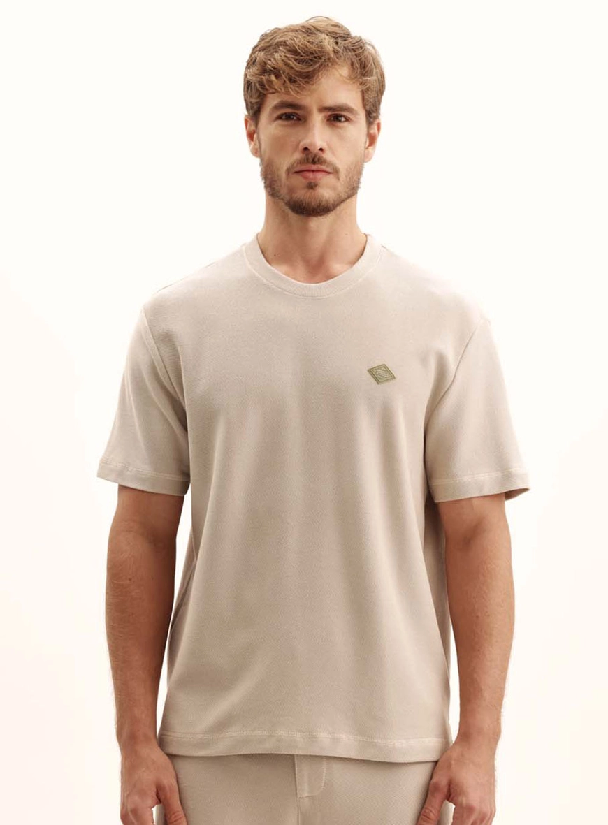 Camiseta Masculina Relaxed Gola Redonda Bege Esquilo 2
