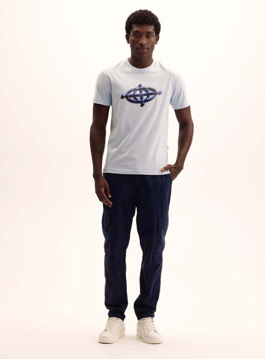 Camiseta Masculina Fit Com Logo Contrastante Azul Tranquile Blue 1