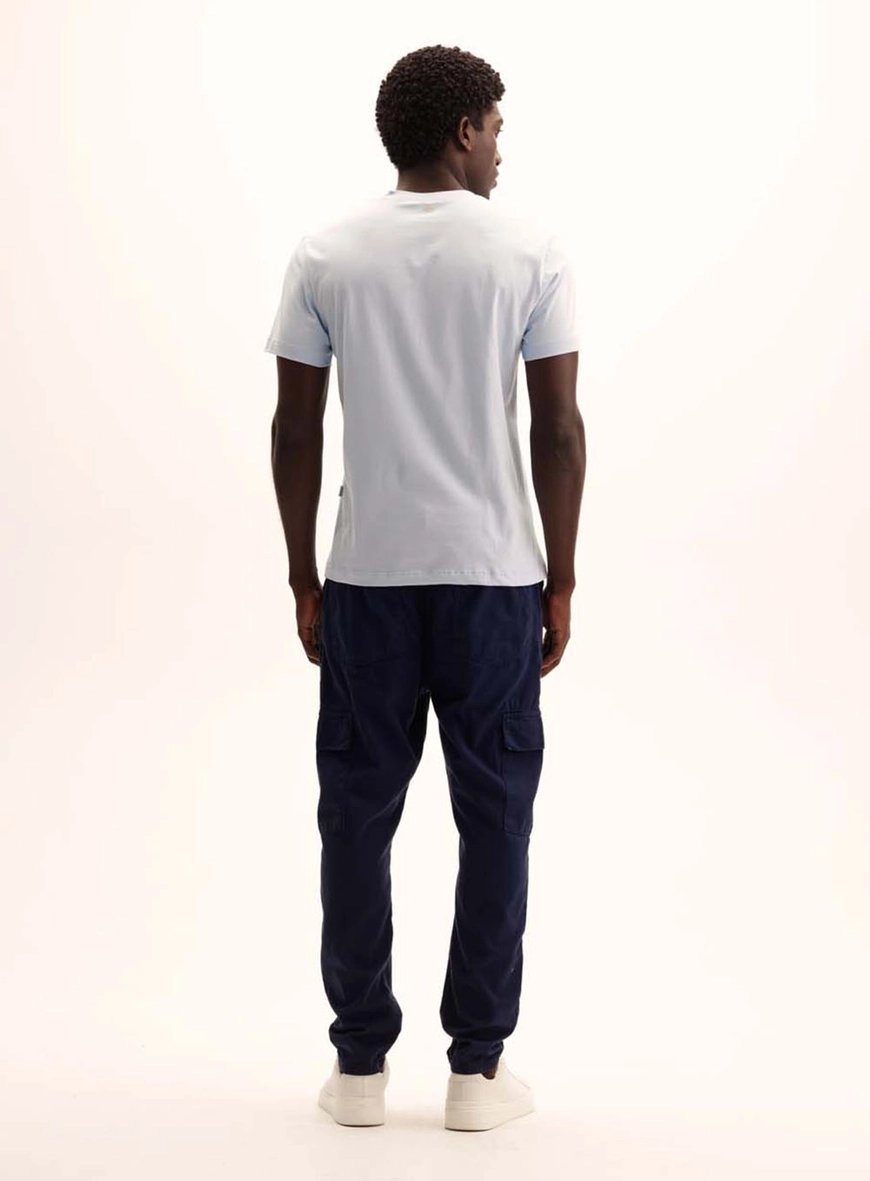 Camiseta Masculina Fit Com Logo Contrastante Azul Tranquile Blue 5