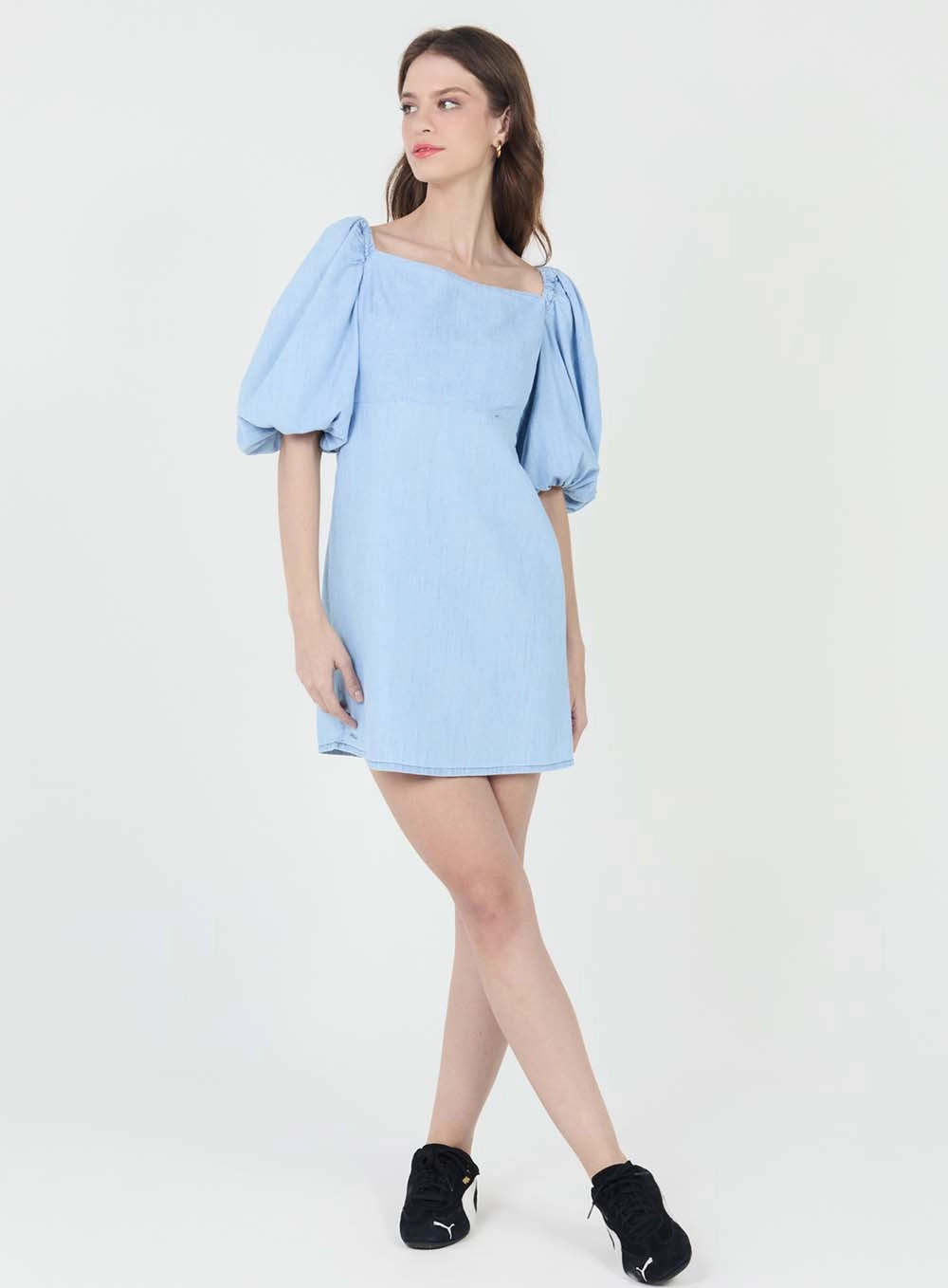Vestido Jeans Solto Com Lastex Índigo 1