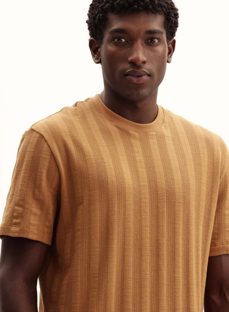 Camiseta Masculina Relaxed Listrada Marrom Evermore 3