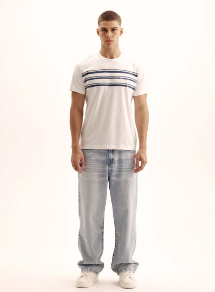 Camiseta Masculina New Com Listras Contrastantes