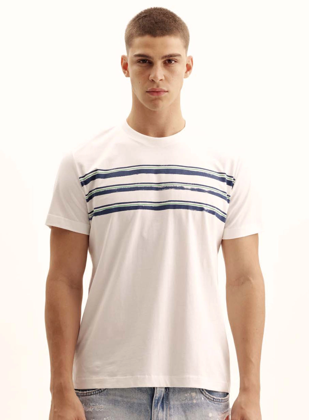 Camiseta Masculina New Com Listras Contrastantes Off Shell 2