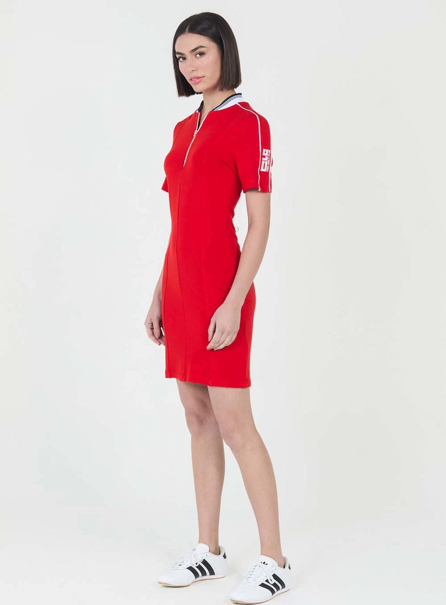Vestido Slim Com Gola De Retilínea Vermelho 1