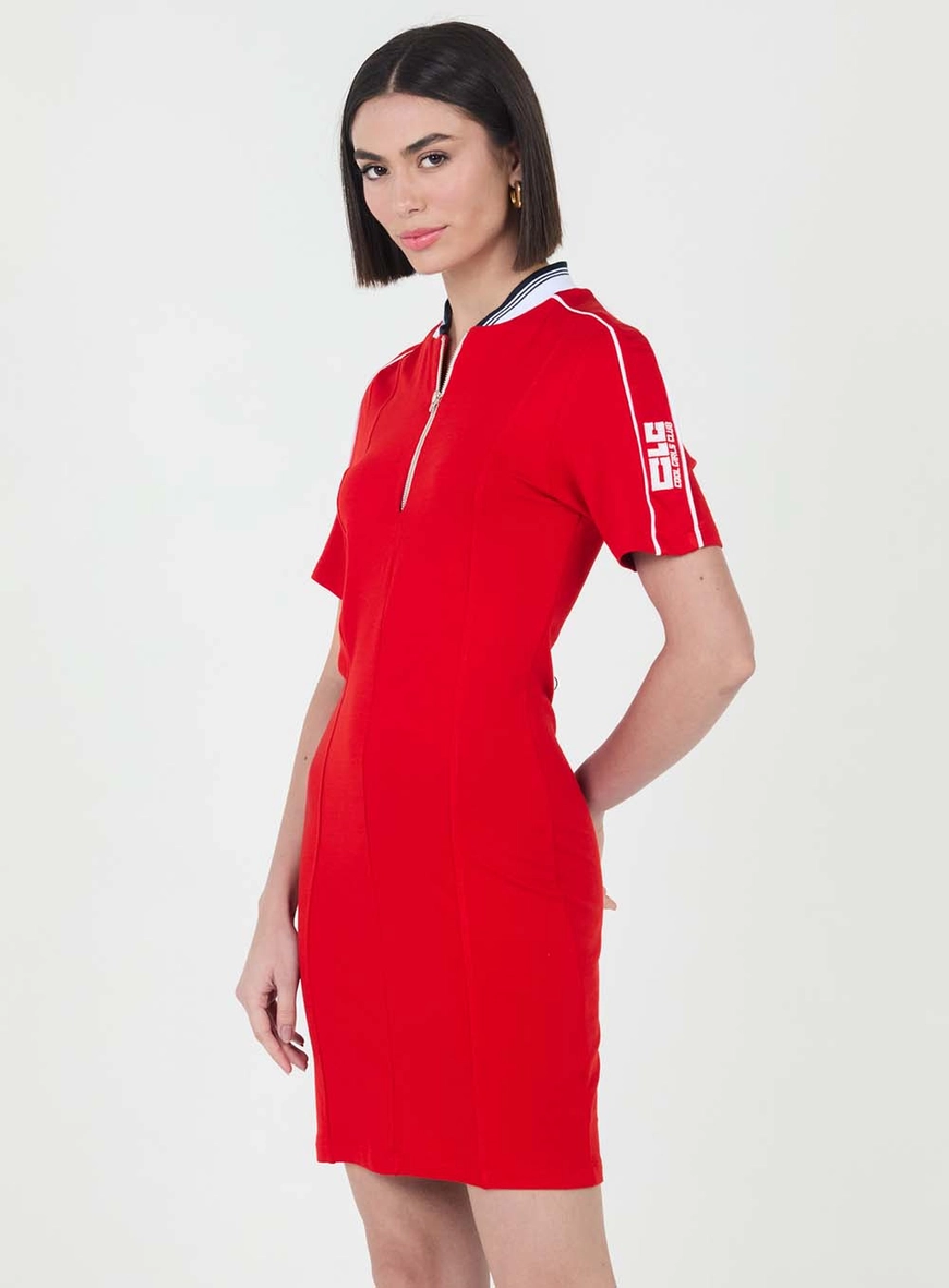 Vestido Slim Com Gola De Retilínea Vermelho 2