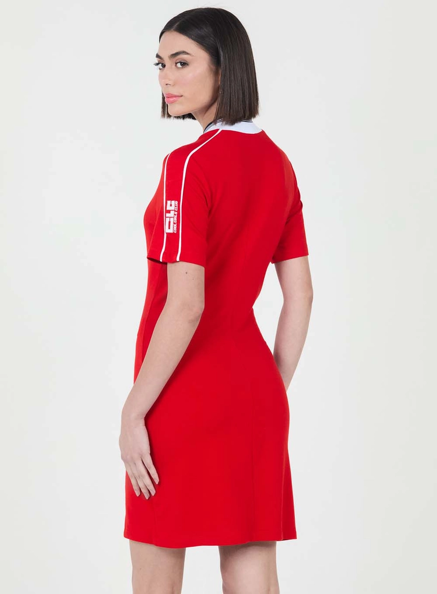Vestido Slim Com Gola De Retilínea Vermelho 3