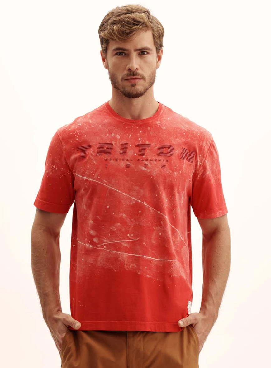 Camiseta Masculina Relaxed Gola Lisa Vermelho 2