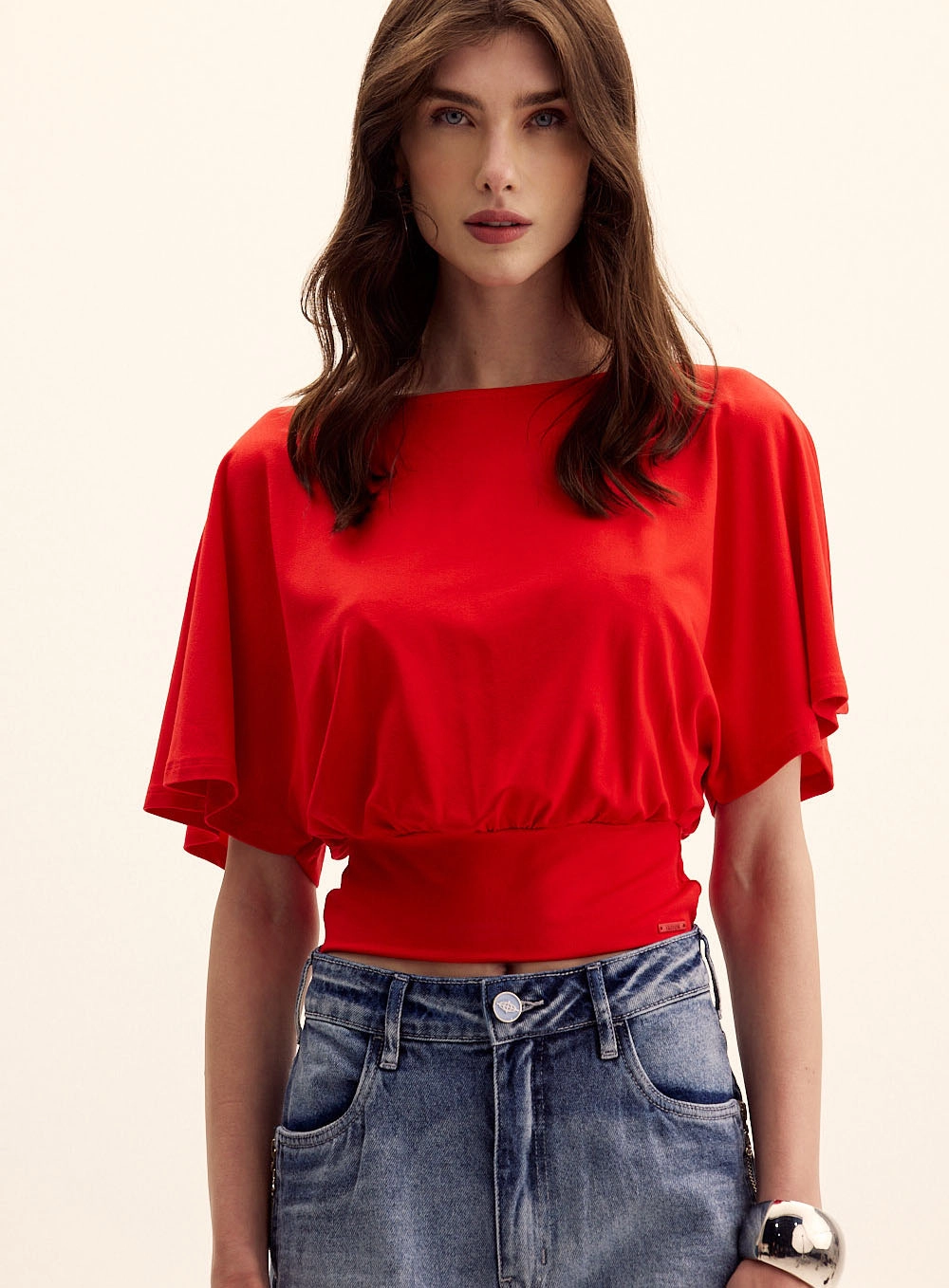 Blusa Feminina Comfort Manga Curta Morcego Vermelho 2