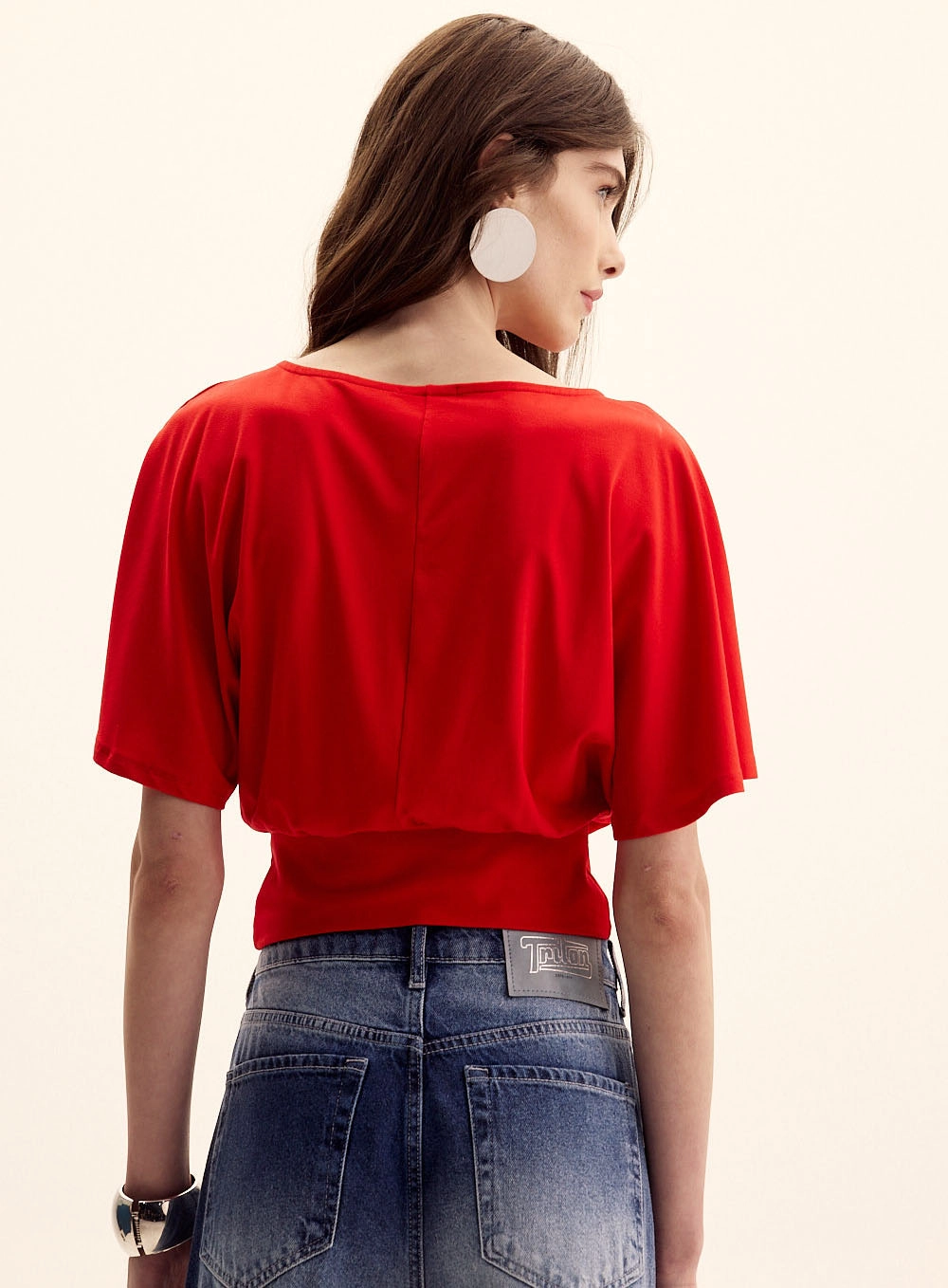 Blusa Feminina Comfort Manga Curta Morcego Vermelho 3