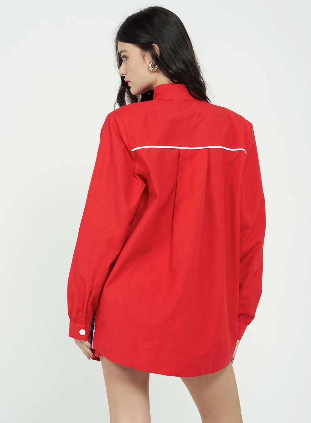 Casaco Oversized Com Detalhe Bordado Vermelho 3