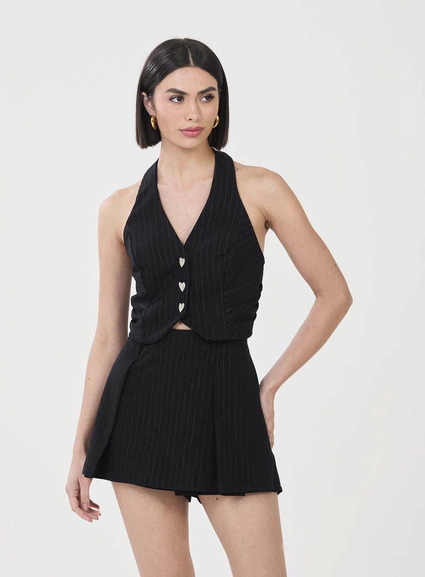 Colete Slim Alfaiataria Listrado Fio Lurex Estampados 2