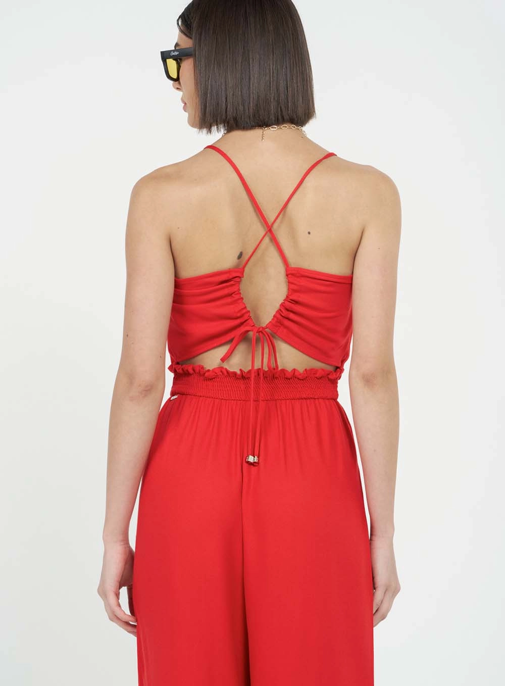 Macacão Comfort Creponado Vermelho 3