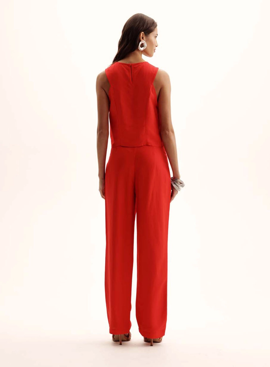 Blusa Feminina Comfort Linho Encurtada Vermelho 5