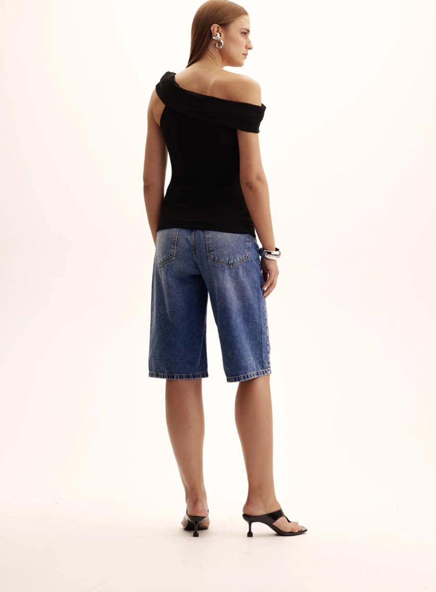 Blusa Feminina Small Ombro Ùnico Canelada Preto 5