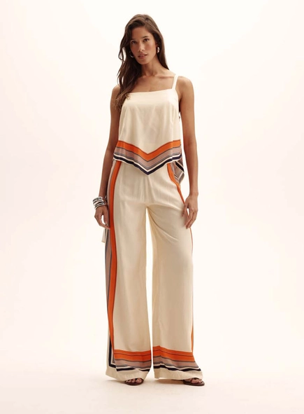 Blusa Feminina Com Sobreposição Scarf Stripe