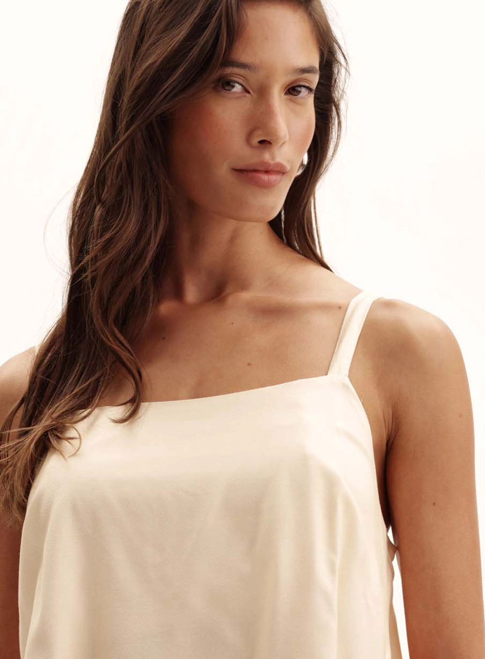 Blusa Feminina Com Sobreposição Scarf Stripe Bege 3