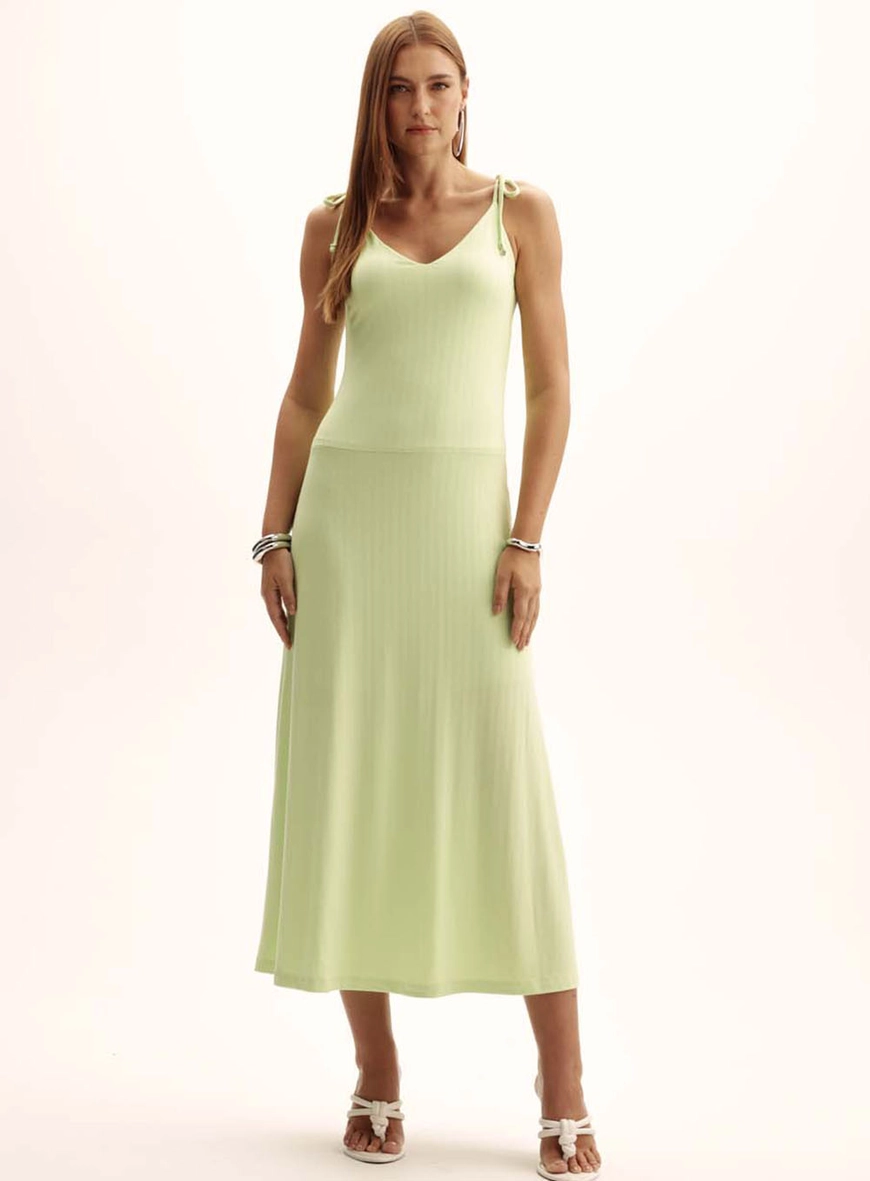Vestido Comfort Midi Alça Com Amarração Verde 1