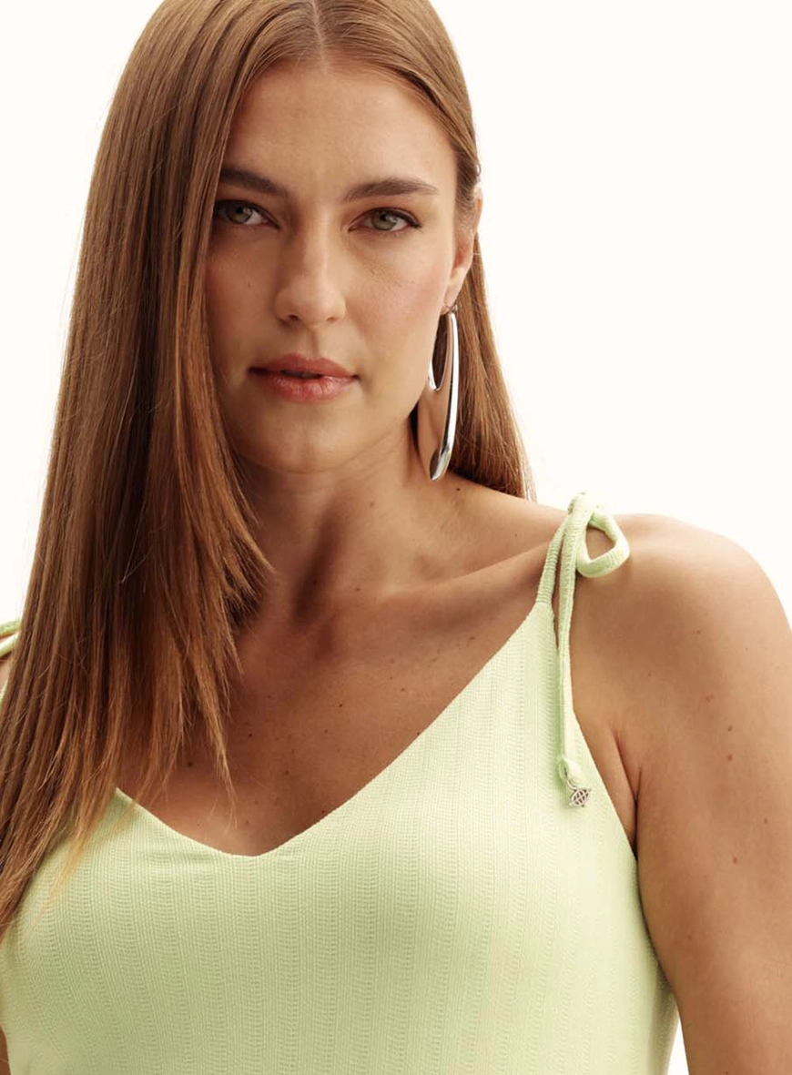 Vestido Comfort Midi Alça Com Amarração Verde 3